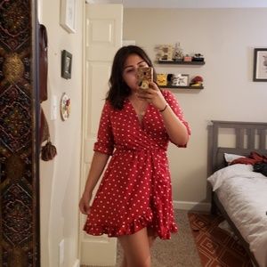 Red polka dot dress